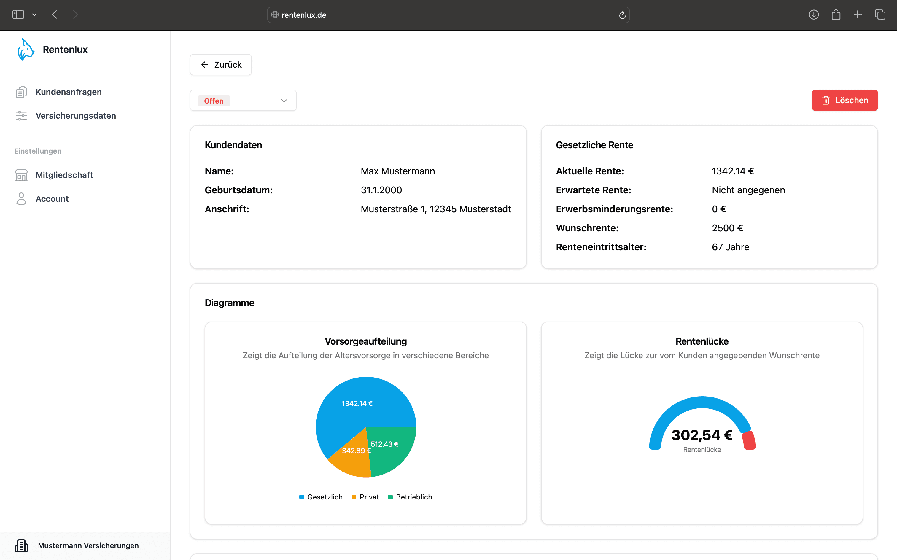 Rentenlux Vermittler-Dashboard